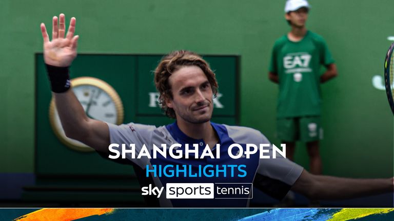 Highlights of the Shanghai Masters match between Stefanos Tsitsipas and Kei Nishikori.