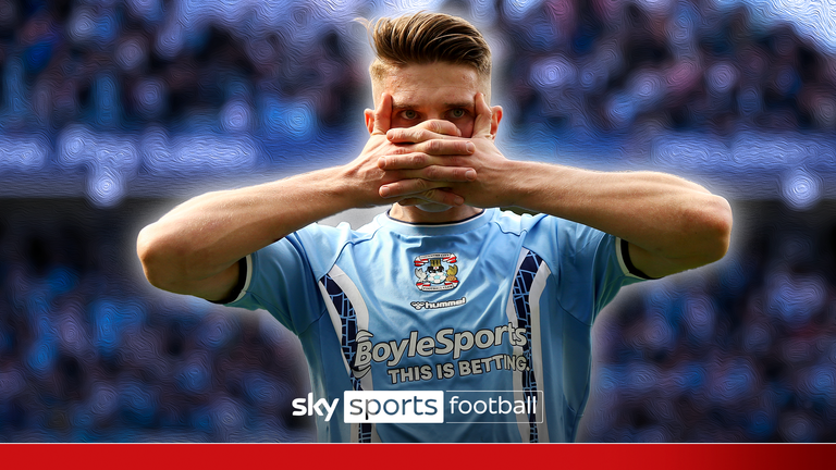 Coventry City's Viktor Gyokeres celebrates scoring his side's second goal of the game during the Sky Bet Championship match at the Coventry Building Society Arena, Coventry. Picture date: Saturday April 29, 2023.