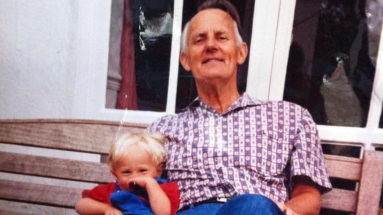 Will Vaulks with his paternal grandfather Hywel 