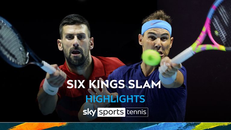 Highlights of the Six King Slam match between Novak Djokovic and Rafael Nadal