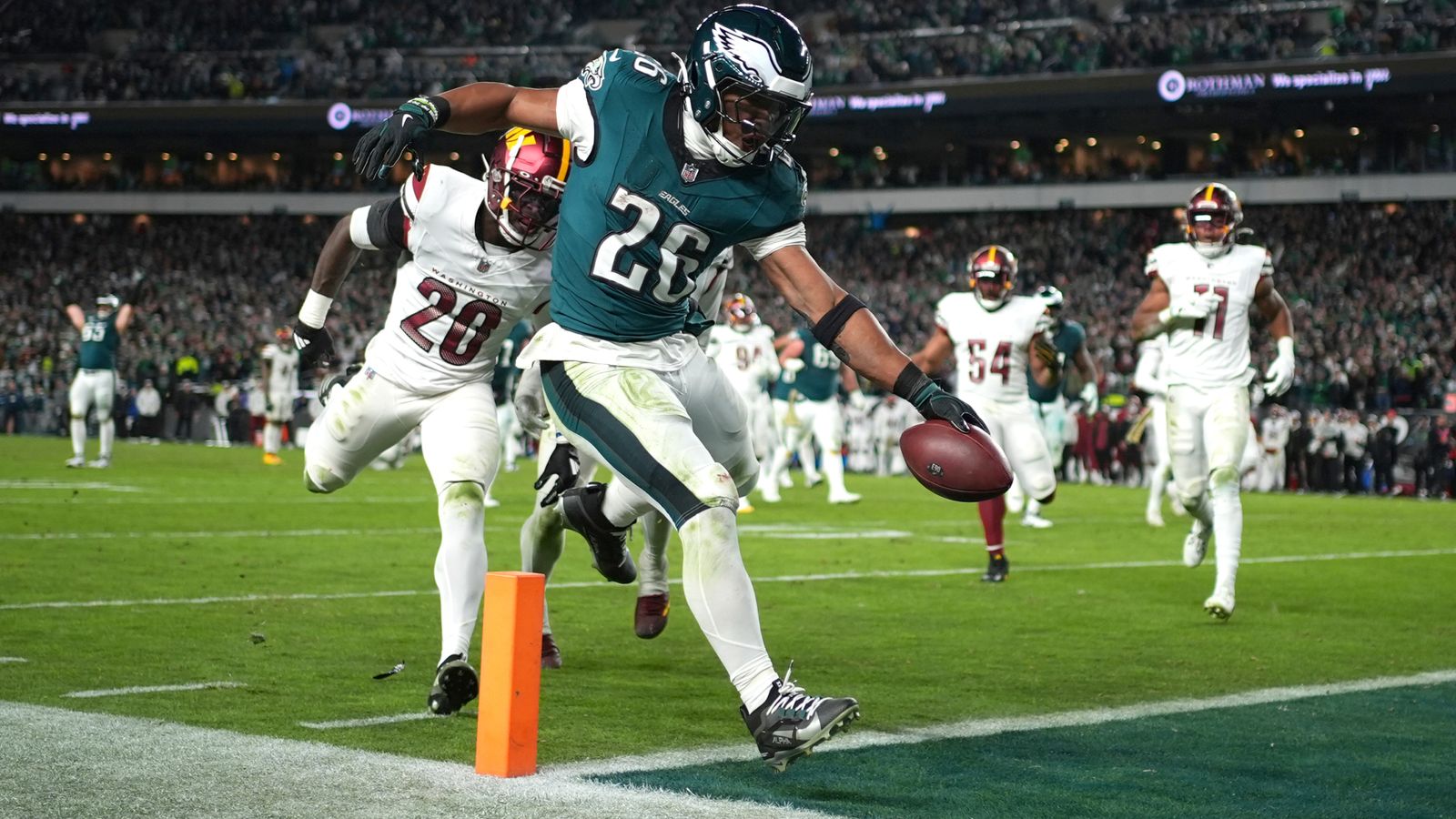 NFL 2024: Saquon Barkley scores two late touchdowns as Philadelphia Eagles defeat Washington Commanders 26-18