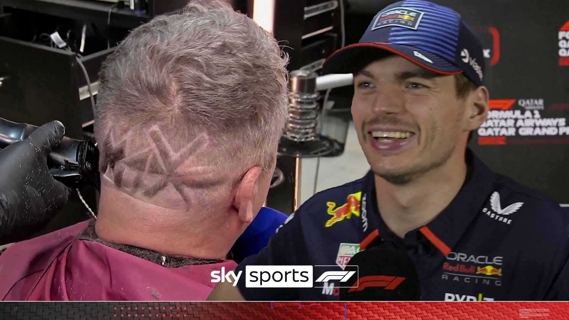 Sky reporter gets Verstappen tribute SHAVED into head - to Max's delight!