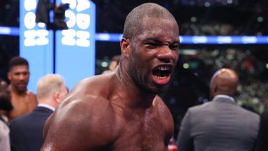 Daniel Dubois celebrates after defeating Anthony Joshua