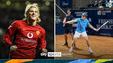 Remember Diego Forlan? Watch the former Man Utd striker make pro tennis debut!