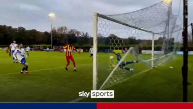 Non-league keeper makes WONDER save while stuck in net!