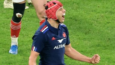 Louis Bielle-Biarrey celebrates France's thrilling come-from-behind win over New Zealand