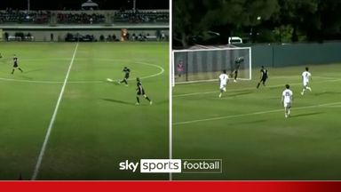 Commentator lets off Neville-esque noise after goal from halfway line!