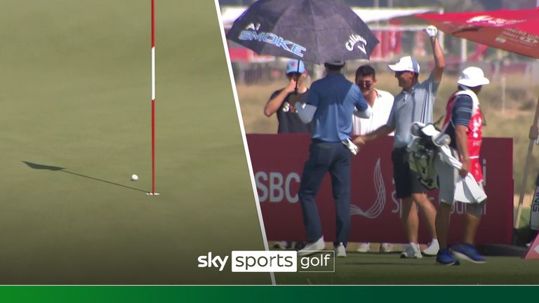 Aaron Cockerill nailed this fabulous hole-in-one on the 13th hole of the Abu Dhabi HSBC Championship.