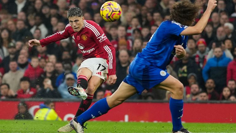 Alejandro Garnacho scores Man Utd's third (AP Photo/Jon Super)