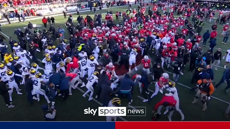 A mass brawl erupted at the end of the game between Michigan and Ohio State!