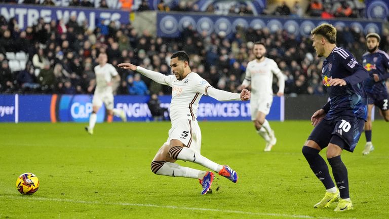 Swansea City's Ben Cabango scores an own goal