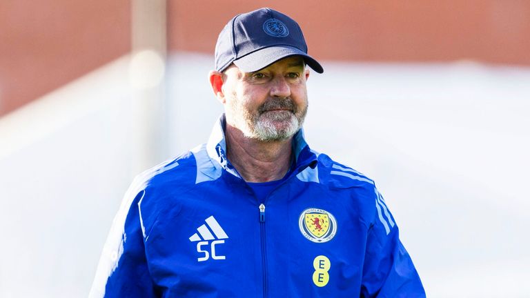 GLASGOW, SCOTLAND - NOVEMBER 14: Scotland head coach Steve Clarke during a Scotland men's national team MD-1 training session at the City Stadium, on November 14, 2024, in Glasgow, Scotland. (Photo by Craig Foy / SNS Group)