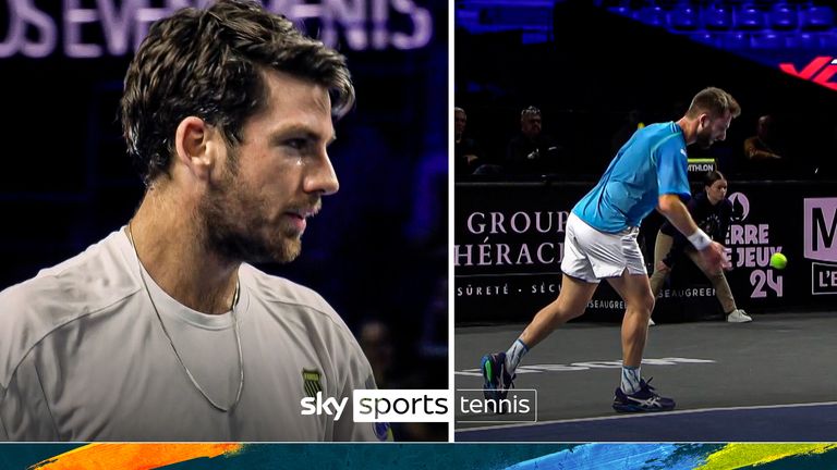 Corentin Moutet hits underarm serve against Cam Norrie