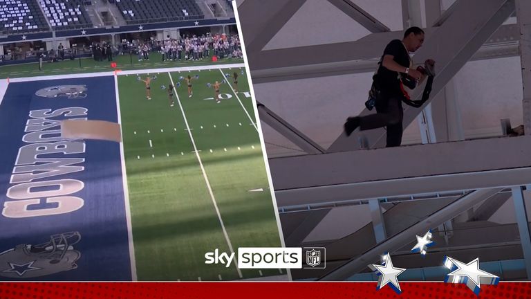 A piece of metal fell from the roof of the AT&T Stadium onto the pitch ahead of the clash between Dallas Cowboys and Houston Texans.