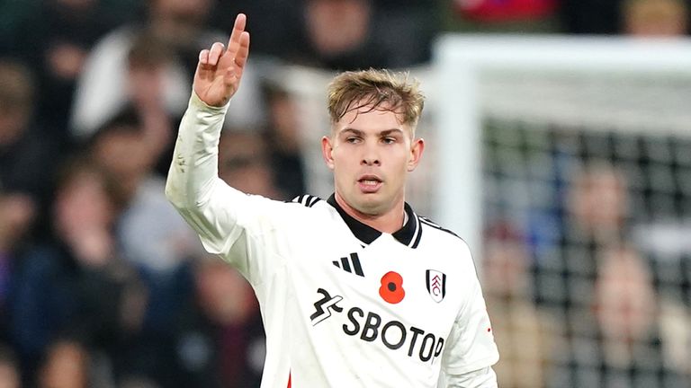 Emile Smith Rowe celebrates his opener for Fulham