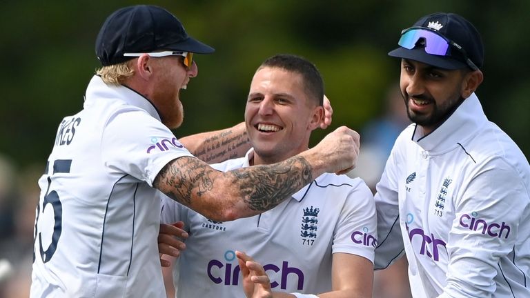 England celebrate a wicket against New Zealand (Associated Press)