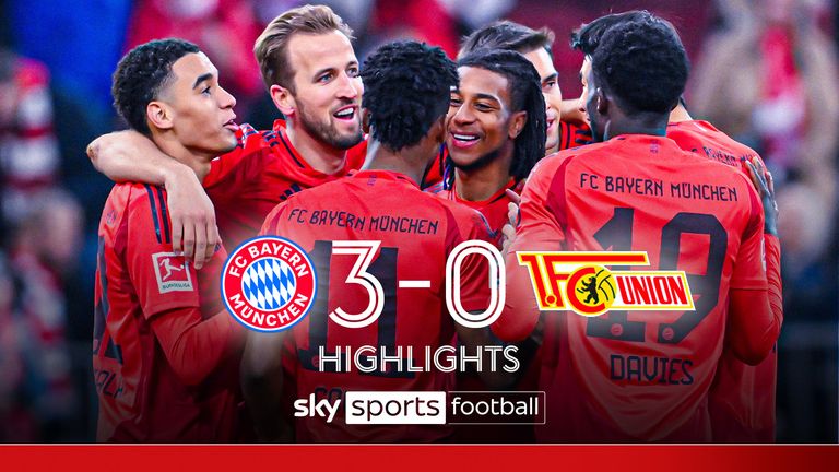 02 November 2024, Bavaria, Munich: Soccer: Bundesliga, Bayern Munich - 1. FC Union Berlin, matchday 9 at the Allianz Arena. Harry Kane (2nd from left) of Munich celebrates his goal for 3:0. Photo by: Sven Hoppe/picture-alliance/dpa/AP Images