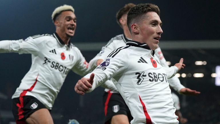 Fulham's Harry Wilson celebrates after scoring his side's second goal against Brentford