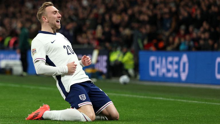 Jarrod Bowen celebrates after scoring England's fourth goal against Republic of Ireland