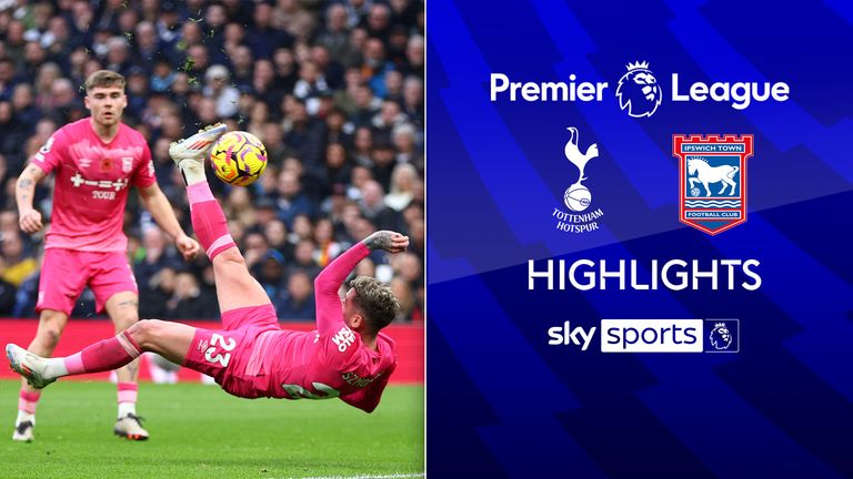 
Highlights from the Premier League match between Tottenham Hotspur and Ipswich Town.
