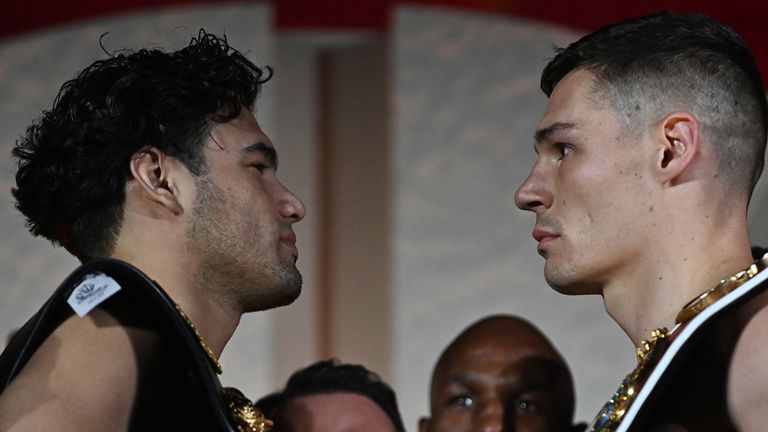 ZURDO V BILLAM-SMITH.RIYADH SAUDI ARABIA  16/11/2024.PIC CHRIS DEAN/BOXXER.(PICS FREE FOR EDITORIAL USE ONLY).WEIGH IN 15/11/2024 BOULEVARD WORLD.WORLD CRUISERWEIGHT UNIFICATION TITLE FIGHT.GILBERTO 'ZURDO' RAMIREZ V CHRIS BILLAM-SMITH