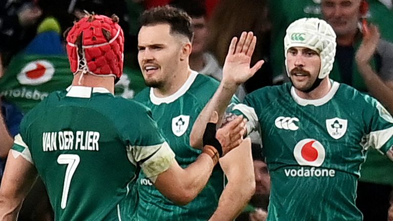 Mack Hansen scored two tries as Ireland ran riot in Dublin