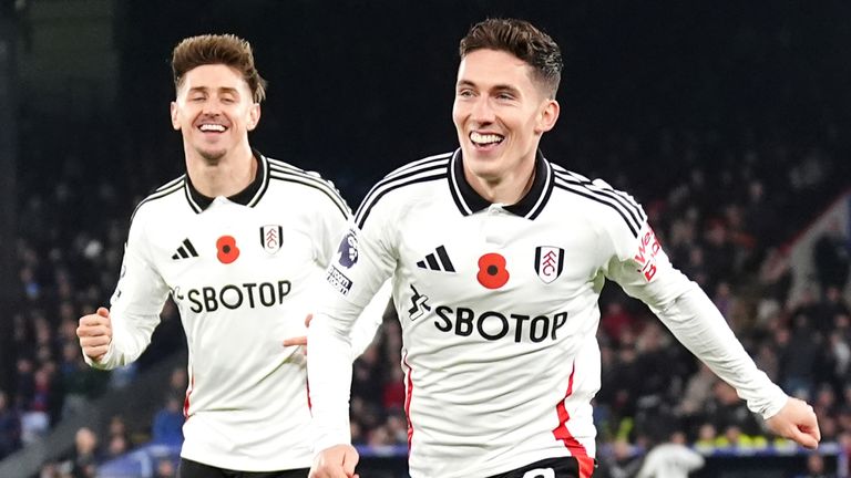 Harry Wilson celebrates after giving Fulham a 2-0 lead