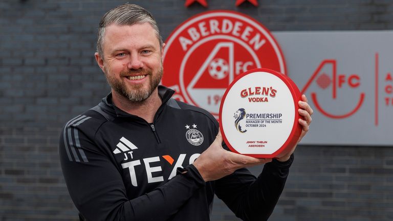 Aberdeen's Jimmy Thelin in Scottish Premiership manager of the month for October