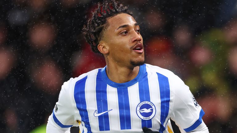 Joao Pedro celebrates scoring Brighton's early opener at Bournemouth. 