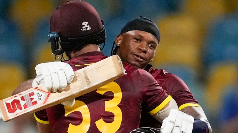 West Indies' Keacy Carty and Brandon King (Associated Press)