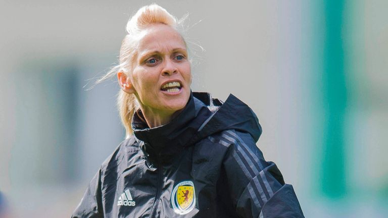 EDINBURGH, SCOTLAND - AUGUST 19: Scotland Head Coach Shelly Kerr is pictured during a training session at Easter Road, on August 19, 2019. (Photo by Mark Scates / SNS Group)