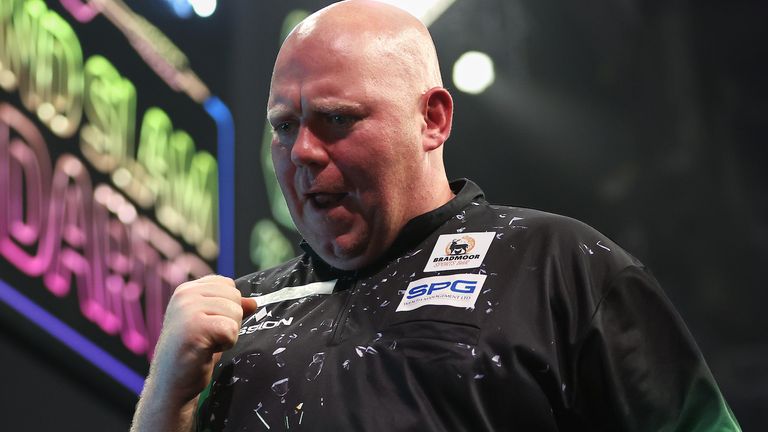 Martin Lukeman caused an upset by beating Rob Cross at the Grand Slam to reach the semi-finals