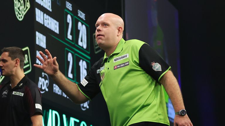 Michael van Gerwen was sent home in a shock defeat at the Grand Slam of Darts