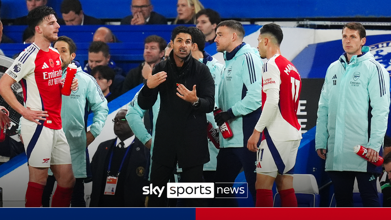 Mikel Arteta during Arsenal's fixture against Chelsea at Stamford Bridge.