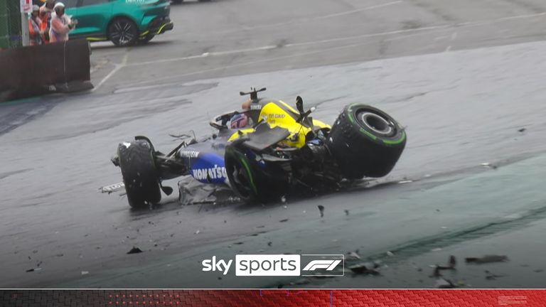 Alex Albon had a massive collision with the barriers in his Williams as a FIFTH red flag was brought out during qualifying for the Sao Paulo Grand Prix.