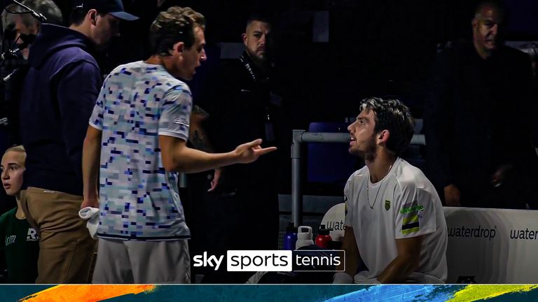 Cameron Norrie and Roberto  Carballés Baena exchange heated words