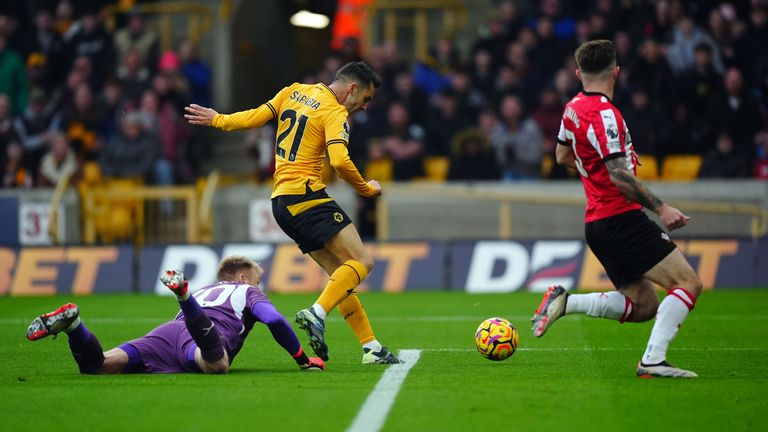 Wolves' Pablo Sarabia scores the opening goal