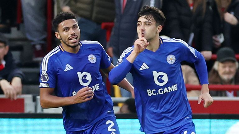 Facundo Buonanotte celebrates after putting Leicester in front at Brentford