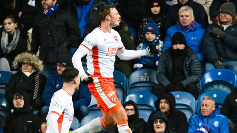 Dundee United's Sam Dalby celebrates scoring against Rangers