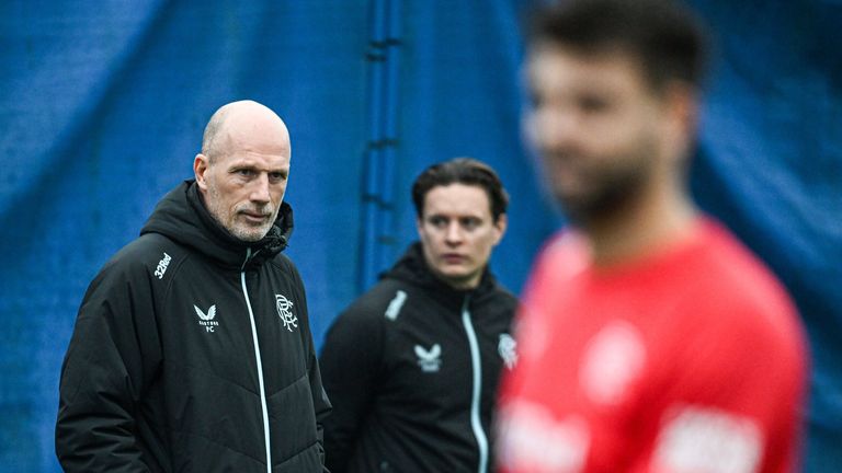 GLASGOW, SCOTLAND - NOVEMBER 06: Rangers Manager Philippe Clement during a Rangers training session at the Rangers Training Centre, on November 06, 2024, in Glasgow, Scotland. (Photo by Rob Casey / SNS Group)