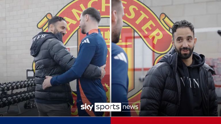 Manchester United's new coach Ruben Amorim has been welcomed by his players at the club's training ground on his first day in role after joining from Sporting Lisbon. 