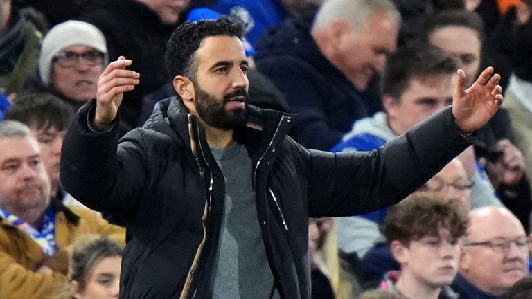 Ruben Amorim gestures on the touchline