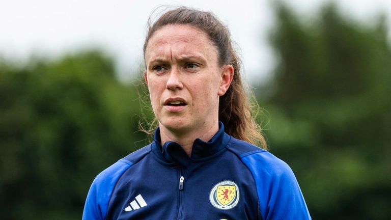 EDINBURGH, SCOTLAND - JULY 09: Kelly Clark during a Scotland Women National Team training session at Oriam, on July 09, 2024, in Edinburgh, Scotland.  (Photo by Ewan Bootman / SNS Group)