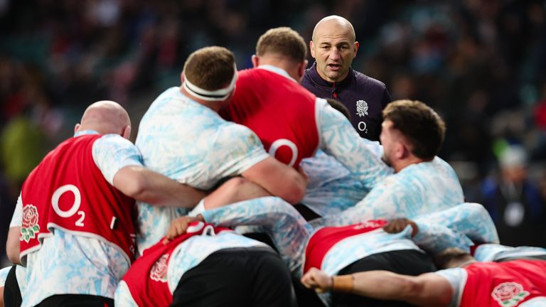 LONDON, ENGLAND - NOVEMBER 24:   England Head Coach Steve Borthwick during the pre match warm up ahead of the Autumn Nations Series 2024 match between England and Japan at Allianz Stadium on November 24, 2024 in London, United Kingdom. (Photo by Craig Mercer/MB Media/Getty Images)