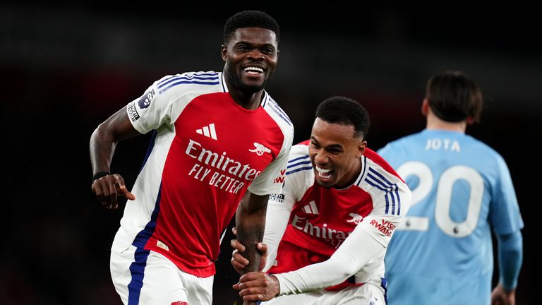 Arsenal's Thomas Partey celebrates scoring his sides second goal