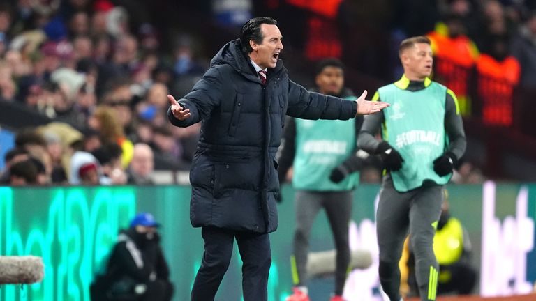 Aston Villa boss Unai Emery left frustrated on the touchline