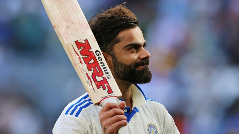 India's Virat Kohli celebrates his century against Australia in Perth (Associated Press)