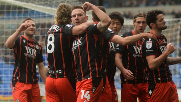 Blackburn Rovers' Andreas Weimann celebrates scoring against Cardiff