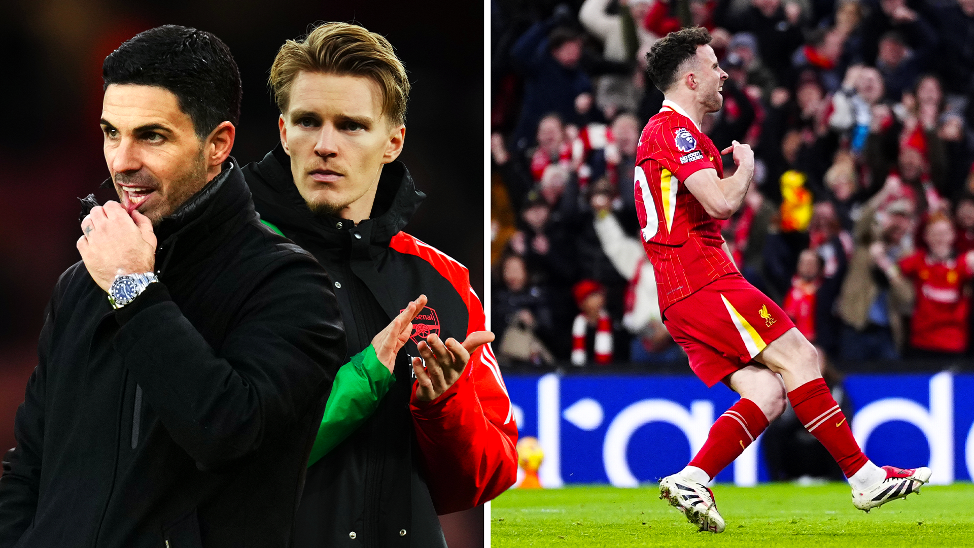Arteta defends 'tactical' Odegaard sub as Slot lauds Liverpool character