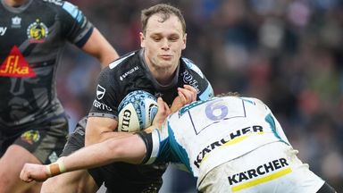 Exeter Chiefs' Tommy Wyatt is tackled by Gloucester's Jack Clement during the Gallagher Premiership match (PA Images)